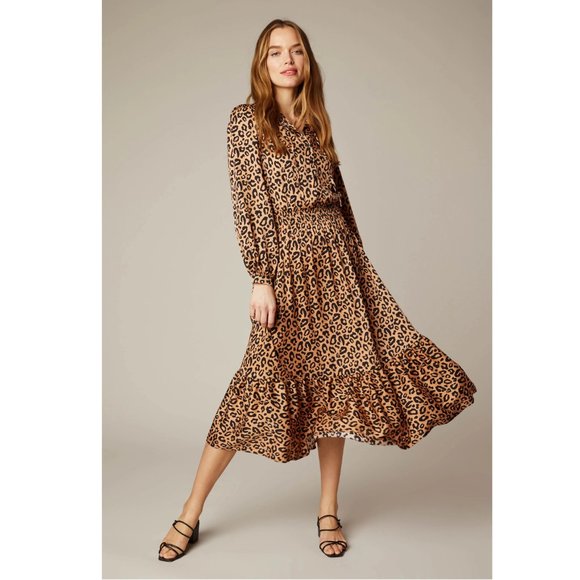 Tucker Dresses & Skirts - Tucker Juliette Silk Midi Dress in Kitty Cat Dreamer Leopard XL NWOT